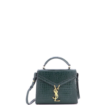 Saint Laurent Cassandra Top Handle Bag Crocodile Embossed Leather Mini