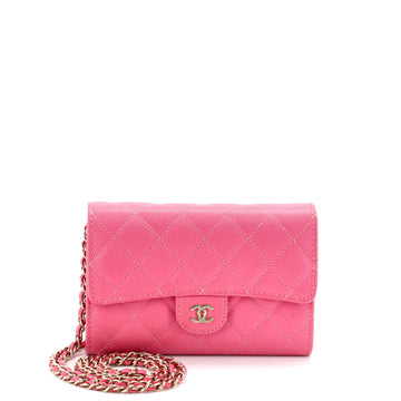 Chanel Classic Flap Wallet Crossbody Bag Quilted Caviar Mini
