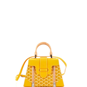 Goyard Saigon Top Handle Bag Coated Canvas with Leather PM