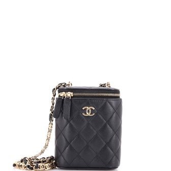 Chanel Vertical Classic Vanity Case with Chain Quilted Caviar Small