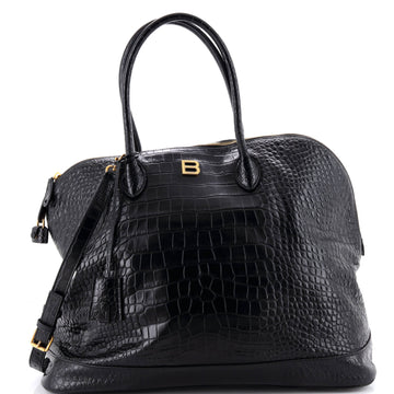Balenciaga Ville Bag Crocodile Embossed Leather Large