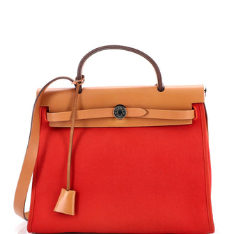 Hermes Herbag Zip Leather and Toile 31