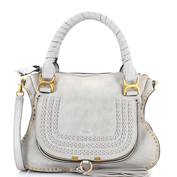 Chloe Marcie Satchel Whipstitch Studded Suede Medium