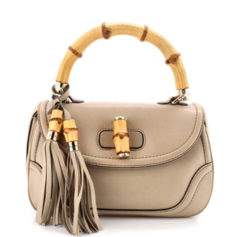 Gucci New Convertible Bamboo Top Handle Bag Leather Medium