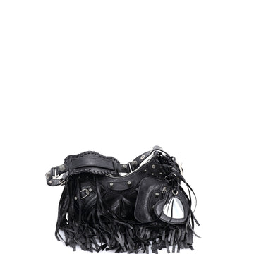 Balenciaga Le Cagole Giant Studs Fringe Shoulder Bag Leather XS