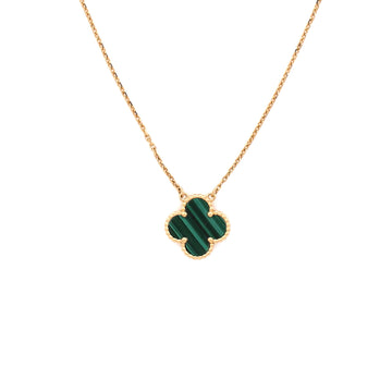 Van Cleef & Arpels Vintage Alhambra Pendant Necklace 18K Yellow Gold and Malachite