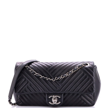 Chanel CC Crossing Flap Bag Chevron Lambskin Medium
