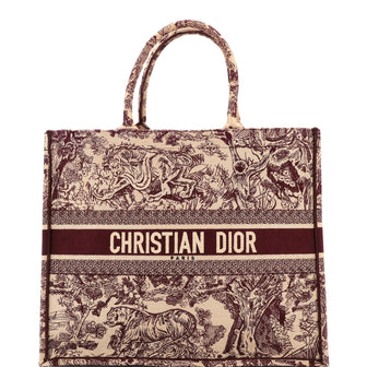 Christian Dior Book Tote Embroidered Canvas Large