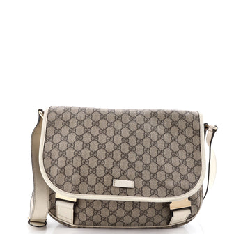 Gucci Double Buckle Messenger Bag GG Coated Canvas Medium
