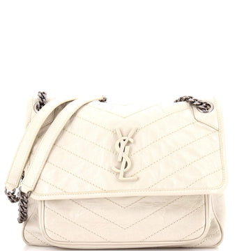 Saint Laurent Niki Chain Flap Bag Matelasse Chevron Leather Medium