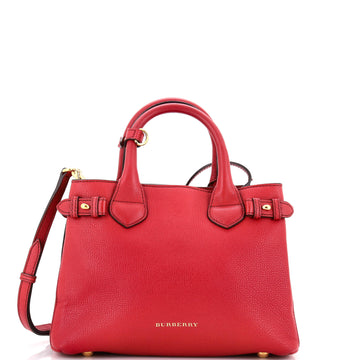 Burberry Banner Tote Leather and House Check Canvas Small