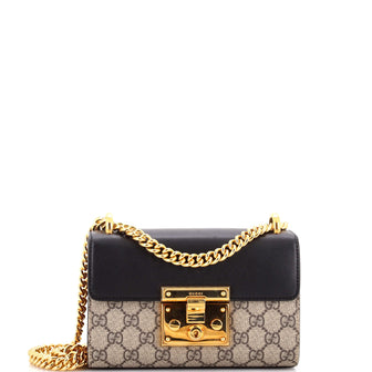 Gucci Padlock Shoulder Bag GG Coated Canvas and Leather Small