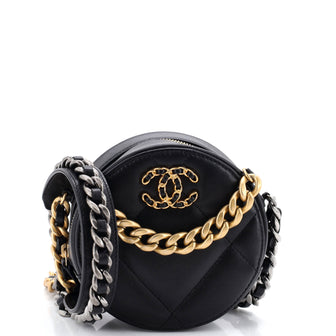 Chanel 19 Round Clutch with Chain Quilted Leather