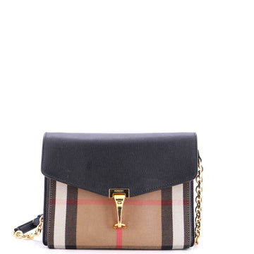 Burberry Macken Crossbody Bag Leather and House Check Canvas Small