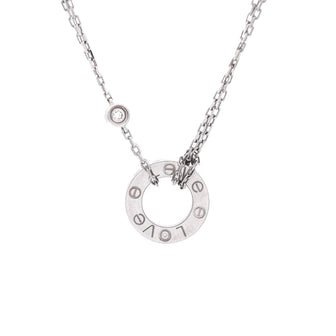 Cartier 2 Diamonds Love Pendant Necklace 18K White Gold with Diamonds