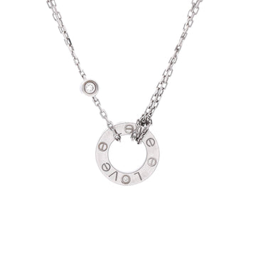 Cartier 2 Diamonds Love Pendant Necklace 18K White Gold with Diamonds