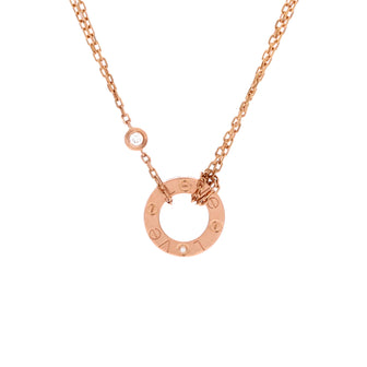 Cartier 2 Diamonds Love Pendant Necklace 18K Rose Gold and Diamonds