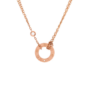 Cartier 2 Diamonds Love Pendant Necklace 18K Rose Gold and Diamonds