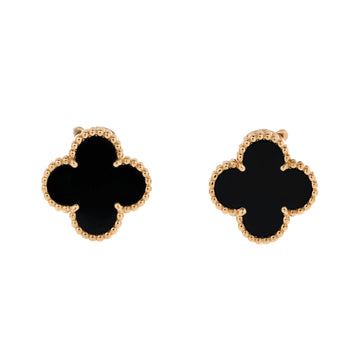 Van Cleef & Arpels Vintage Alhambra Earrings 18K Yellow Gold and Onyx