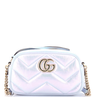 Gucci GG Marmont Shoulder Bag Chevron Iridescent Leather Small