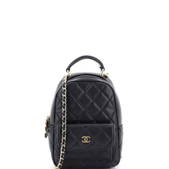 Chanel Classic CC Chain Pocket Backpack Quilted Caviar Mini