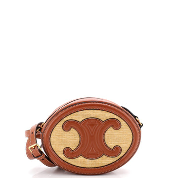 Celine Triomphe Oval Crossbody Bag Straw and Leather