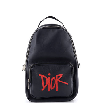Christian Dior Zip Around Sling Backpack Logo Printed Leather