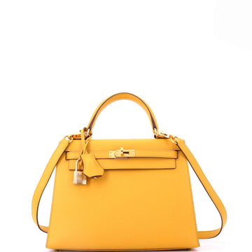 Hermes Kelly Handbag Yellow Epsom with Gold Hardware 25
