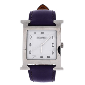 Hermes Heure H Quartz Watch Stainless Steel and Leather 30