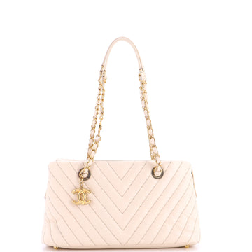 Chanel Surpique CC Charm Tote Chevron Iridescent Calfskin Small