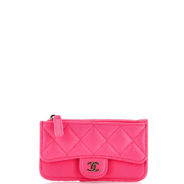 Chanel Flap Zip Card Holder Quilted Caviar