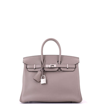 Hermes Birkin Handbag Grey Novillo with Palladium Hardware 25