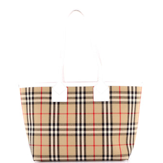 Burberry London Tote Vintage Check Canvas Small