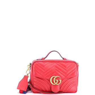 Gucci GG Marmont Zip Around Camera Bag Matelasse Leather Small