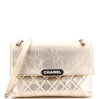Chanel Retro Label Flap Bag Quilted Lambskin Large