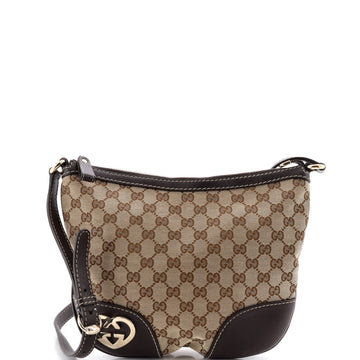 Gucci Lovely Heart Interlocking G Crossbody Bag GG Canvas with Leather