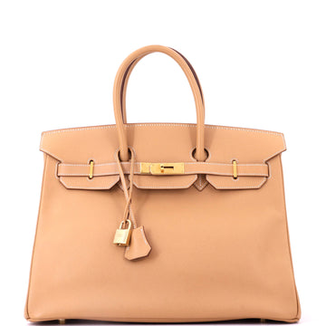 Hermes Birkin Handbag Brown Courchevel with Gold Hardware 35