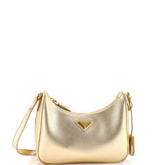 Prada Adjustable Handle Zip Hobo Saffiano Leather Mini