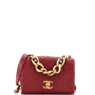 Chanel Pearl Boy Chain Flap Bag Quilted Calfskin Mini