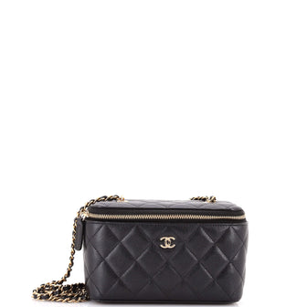 Chanel Classic Vanity Case with Chain Quilted Caviar Small