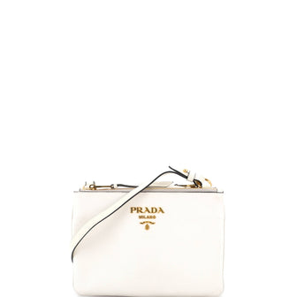 Prada Double Zip Crossbody Bag Vitello Daino Small