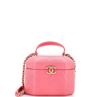 Chanel Octagon Top Handle Vanity Case Quilted Lambskin Small