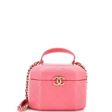 Chanel Octagon Top Handle Vanity Case Quilted Lambskin Small