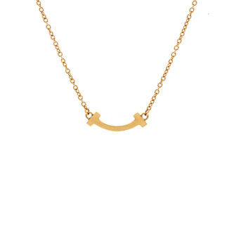 Tiffany & Co. T Smile Pendant Necklace 18K Yellow Gold Mini