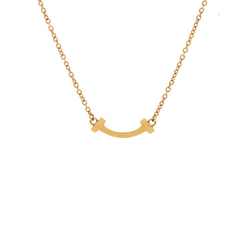 Tiffany & Co. T Smile Pendant Necklace 18K Yellow Gold Mini