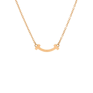 Tiffany & Co. T Smile Pendant Necklace 18K Yellow Gold Mini