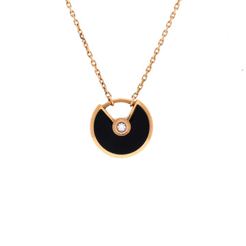Cartier Amulette de Cartier Pendant Necklace 18K Rose Gold with Onyx and Diamond XS