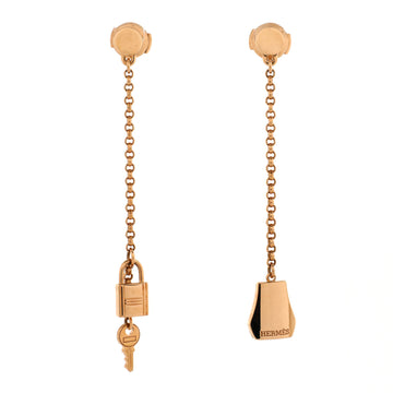 Hermes Kelly Clochette Drop Earrings 18K Rose Gold