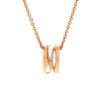 Bvlgari B.Zero1 Design Legend Zaha Hadid Pendant Necklace 18K Rose Gold with Ceramic