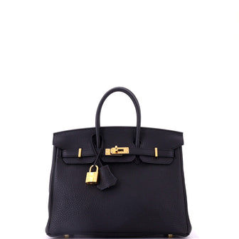 Hermes Birkin Handbag Black Togo with Gold Hardware 25